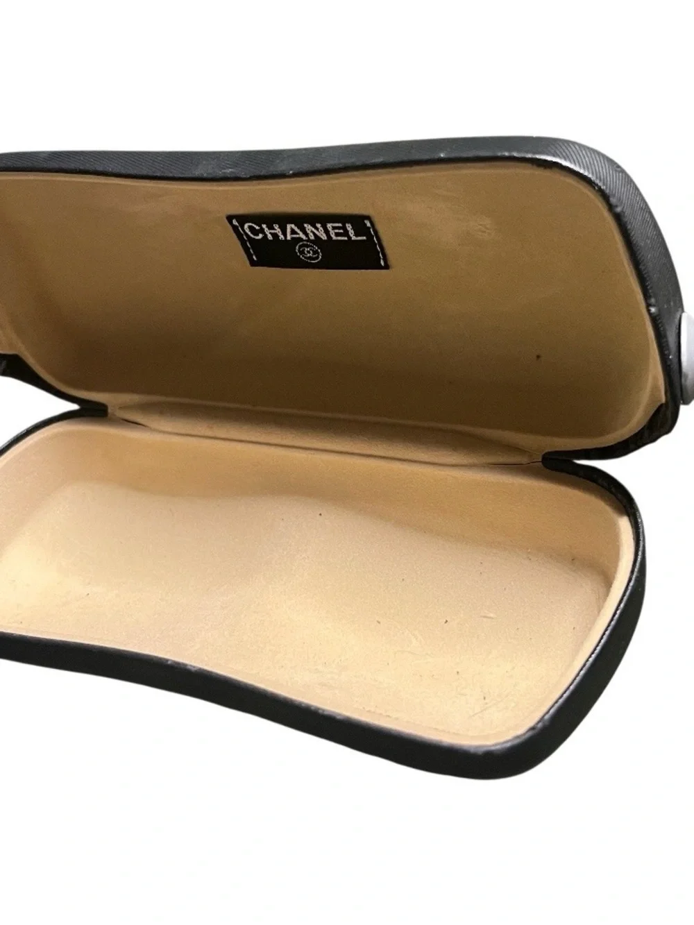CHANEL Black Textured Hard Sunglasses Case Clamshell Made in Italy
